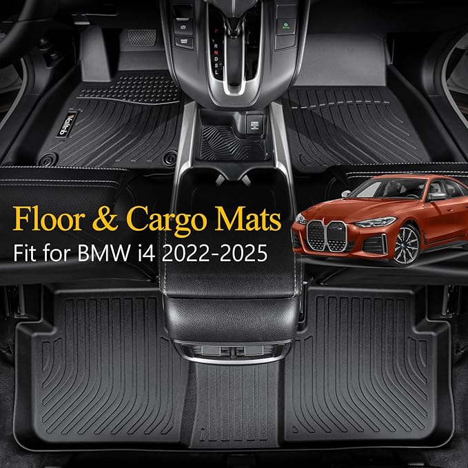 Wailtnb-All Weather Floor Mats for BMW i4 2022-2025 Liners for 2022 2023 2024 2025 eDrive35 | eDrive40 | xDrive40 | M50 Custom Fit BMW i4 2022-2025 Waterproof Durable Easy to Clean Accessories