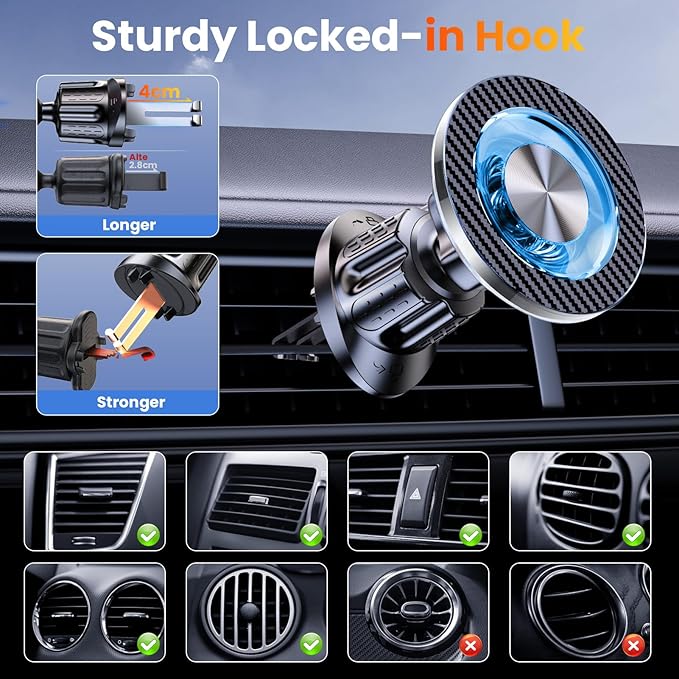 for MagSafe Magnetic Phone Holder for Car [2025 Upgraded Strongest Magnet] Car Mount Cell Stand for Dashboard Windshield Vent Compatible with iPhone 17/16/15/14/13/12 Android etc-Black