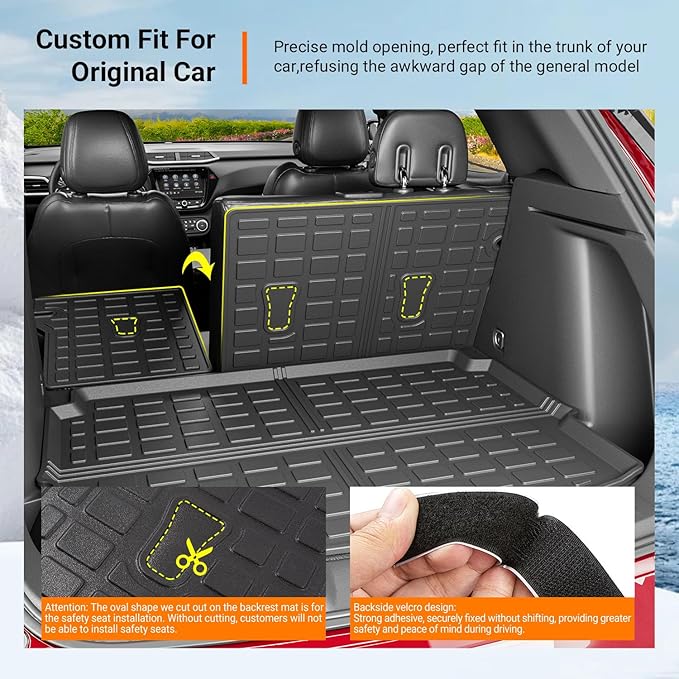 powoq FWD Floor Mat Compatible with 2021-2026 Chevy Trailblazer Cargo Mat Trunk Mat TPE Cargo Liner Replacement for 2021-2026 Chevy Trailblazer FWD Accessories (FWD Floor Mat+Trunk Mat+Backrest Mat)