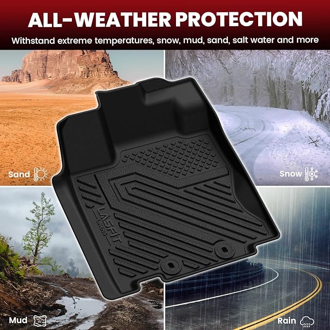 LASFIT Floor Mats for Nissan Pathfinder 2013-2020 / Infiniti QX60 2014-2021 / JX35 2013, All Weather TPE Custom Fit Easy Clean Durable No-Curling Trunk Mat for Pathfinder & QX60 & JX35
