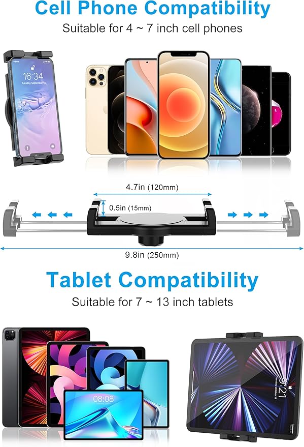 GDZN Tablet Mount for Car Dashboard, Truck Suction Cup Tablet Holder - Vehicle Windshield iPad Holder with Gooseneck Arm for iPad Pro 12.9 11/ Air/Mini, Galaxy Tabs Z Fold, More 4-13" Phone & Tablets