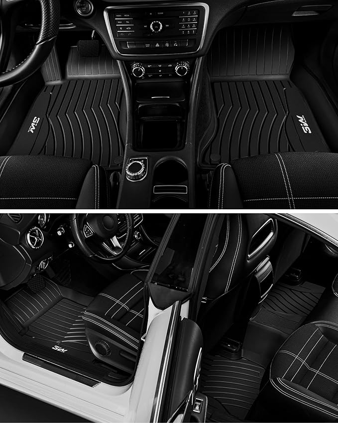 3W Floor Mats Fit for Mercedes Benz E-Class 2024 2025 2026 TPE All Weather Custom Fit Floor Liner for E300 E320 E350 E400 E550 E63, 1st&2nd Row Full Set Car Liners Black