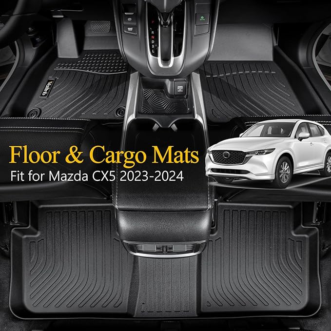Wailtnb-Floor Mats & Cargo Liner for Mazda CX-5 2025 2024 2023 All Weather Custom Fit CX5 Guard Anti-Slip Trunk Mats fit for CX-5 2025-2023 Accessories for CX5 Black