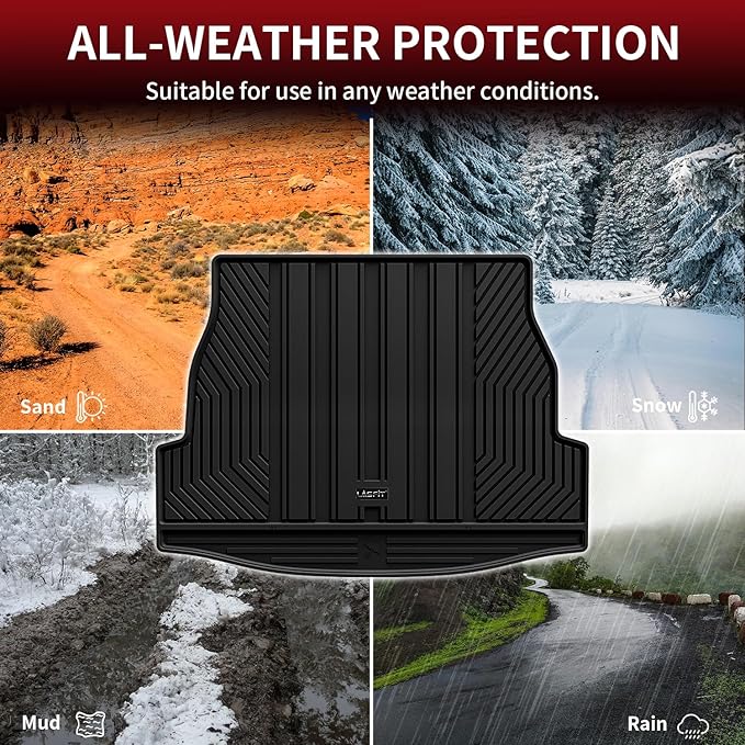 LASFIT Trunk Mats Fit for 2019-2025 Toyota RAV4 Hybrid and Gasoline (Not for Prime), All Weather Custom Fit TPE Cargo Liner, Black