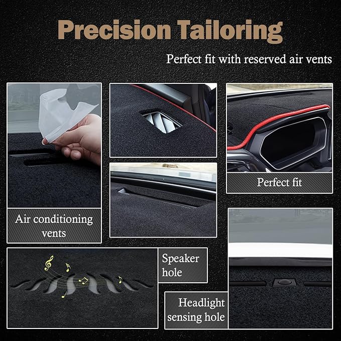 KEYOOG Dashboard Cover Dash Mat Fit for Toyota Corolla 2024-2020 (Without HUD Models)(2019 SE XSE Hatchback) Car Dash Board Mat Anti-Glare Carpet,Non-Slip Pad Sunshield Protector (Red Border Banding)