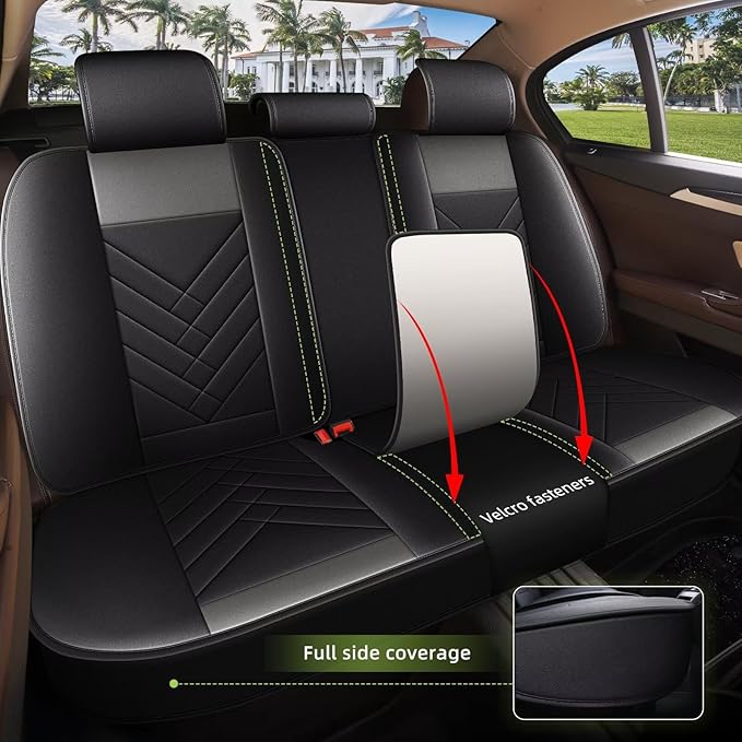 AOMSAZTO Front Seat Covers for Car Fit for Acura TL 2004-2014: Premium Seat Covers Waterproof Leather Automotive Seat Cushion Protector Compatible with Airbag(2PCS Front,Black&Grey)