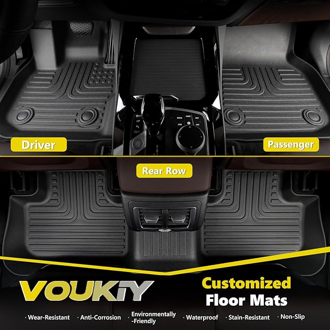 All Weather Car Floor Mats & Cargo Liner Set Fit for Hyundai Ioniq 5 Fixed Console 2025 (Non-Sliding Console) Floor Liners Trunk Liner Ioniq 5 Cargo Mat Accessories Black