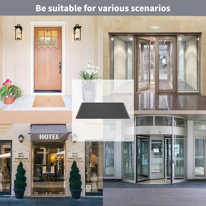 Rubber Scraper Mat for Shoes - Heavy Duty Non-Slip Entryway Mat, Mud Trapping with Deep Grooves, Waterproof Anti-Fatigue for Indoor/Outdoor, Garage Home Dust Control (2 Pack - 60" x 36")