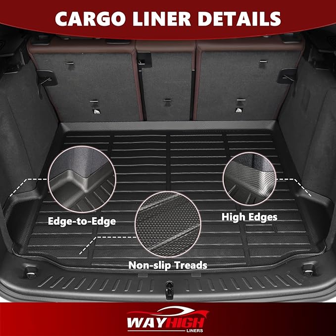 Wayhigh-All Weather Floor Mats and Cargo Liner Set Fit for Kia Sportage 2025 2024 2023(Gas ONLY) TPE Car Mats Waterproof Anti-Slip Rubber Floor Liners for Kia Sportage Accessories