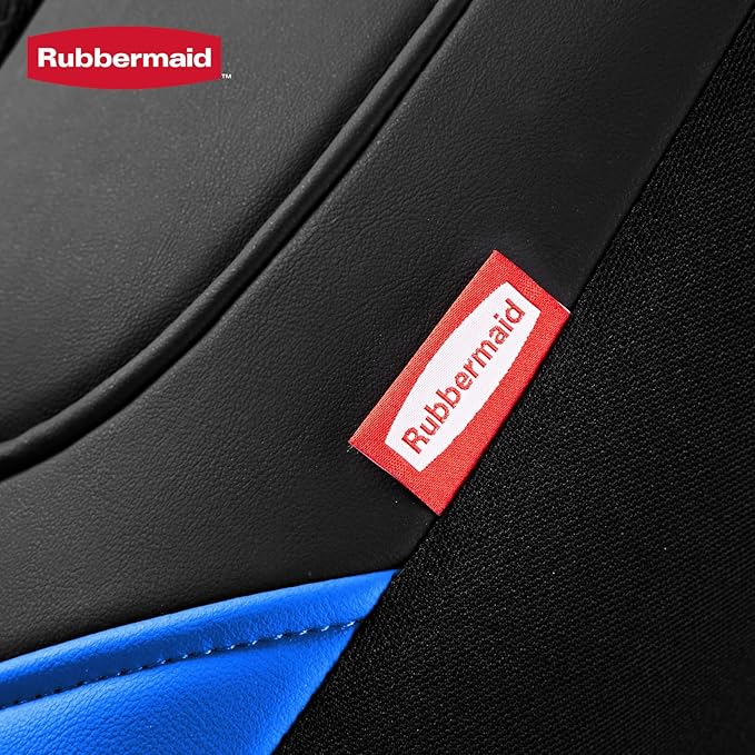 Rubbermaid Car Seat Cover, Leather & Air-Cool Mesh Front Seat Cover, Airbag Compatible, Slip-On Installation, Automotive Seat Cover Universal Fit for Most Cars, Trucks, SUVs-Blue