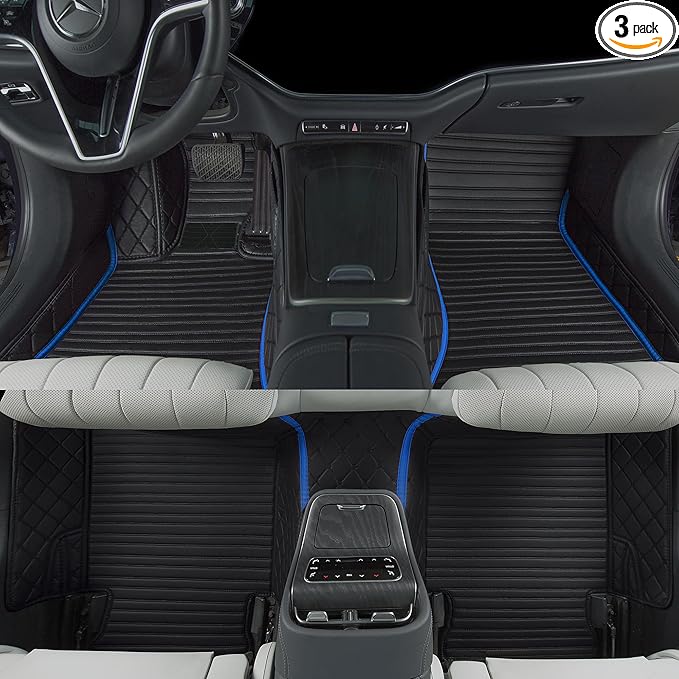 Luxury car Floor mats are for 99% of Vehicle Models,All Weather car Floor mats Provide Comprehensive Protection for Vehicles,Floor mats for car Personalized Customization! (2+1 BlackBlue)