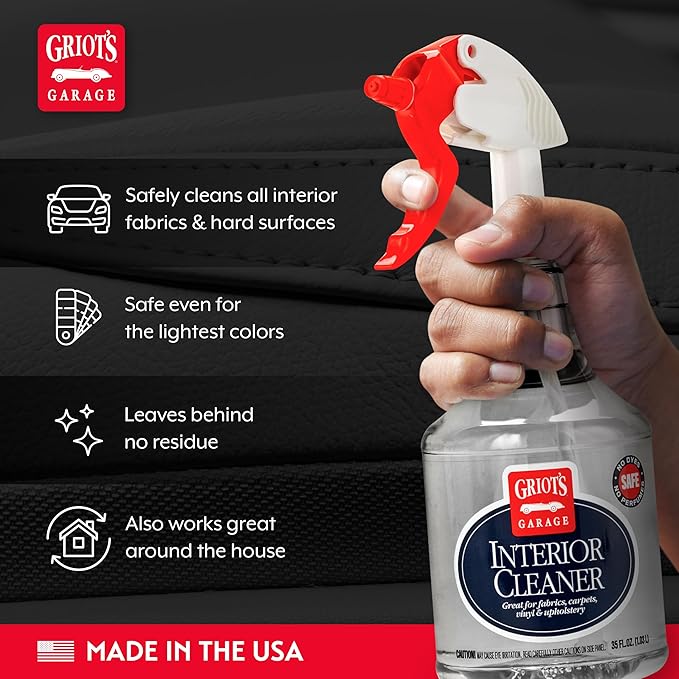 Griot's Garage Interior Cleaner Spray for Car Seats, Carpet, Upholstery Fabric, Floor Mat, Vinyl, Dashboard, Ideal for Truck, SUV, RV, Boat, and More, 11104, 35 Fl Oz