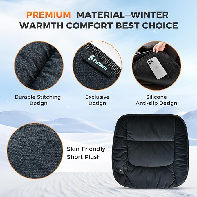 FLORICH Universal Front Seat Coves for Car Bottom Seat Cushion Cover Comfortable Anti-Slip Car Interior Covers for Automotive Cars SUV Truck Van, 1 Piece, Black