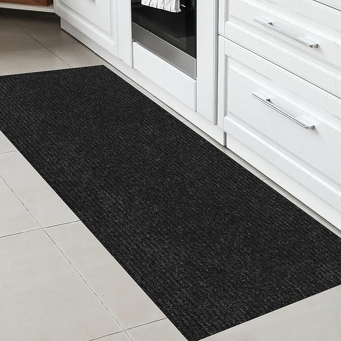 Ottomanson 2'7" x 5' Mud Mat Area Rug Scraper Carpet - Non-Slip, Dirt Trapping for Indoor & Outdoor Use - Ideal for Entryway, Garage, Kitchen, Patio & High-Traffic Areas, Black