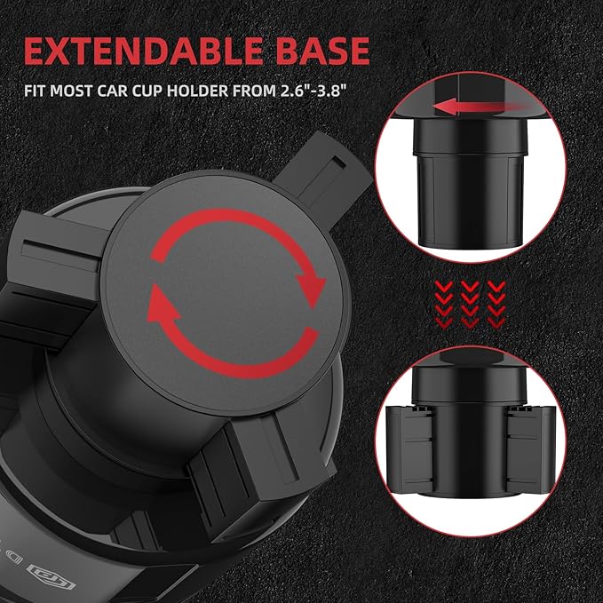 DYLEN Car Cup Holder Expander, Cup Holder Extender Adapter for Car with Expandable Insert, Compatible with Yeti 20/26/30oz, Hydroflask 32/40oz, Large Water Bottles in 3.0"-4.1"