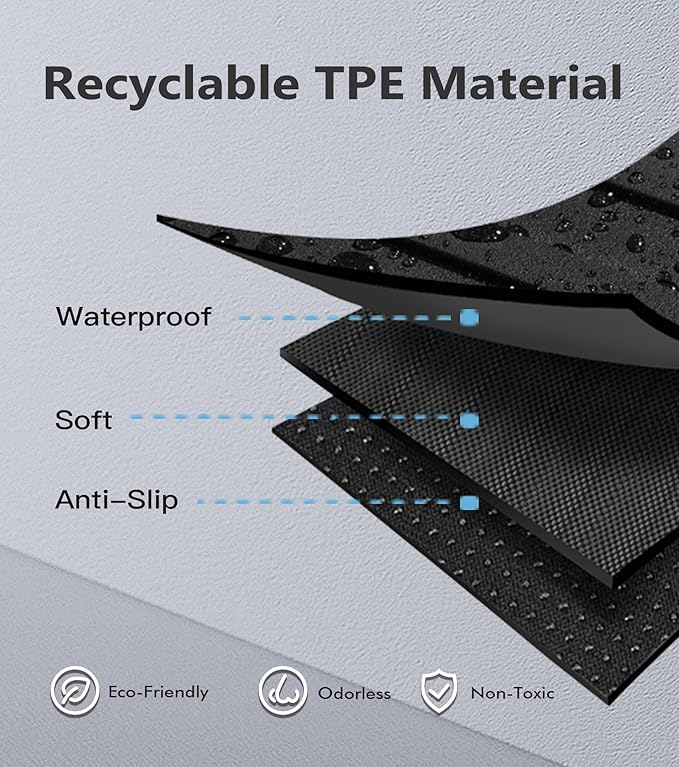 PM Auto Set of 3 Floor All-Weather TPE Floor Mats Liner Carpet for 2017-2023 Tesla Model 3 Except Highland, Essential Tesla Accessories for Model 3