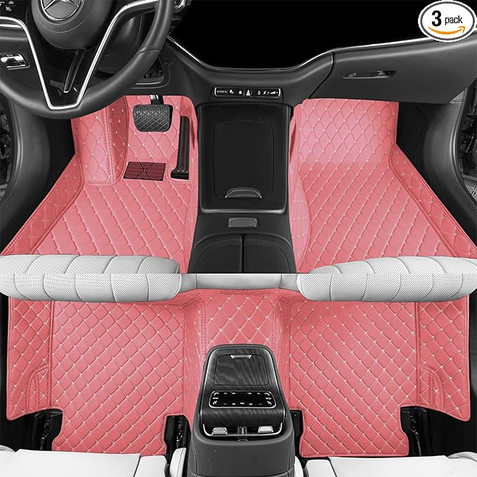 Luxury car Floor mats are for 99% of Vehicle Models,All Weather car Floor mats Provide Comprehensive Protection for Vehicles,Floor mats for car Personalized Customization! (Pink)
