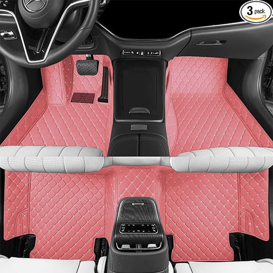 Luxury car Floor mats are for 99% of Vehicle Models,All Weather car Floor mats Provide Comprehensive Protection for Vehicles,Floor mats for car Personalized Customization! (Pink)