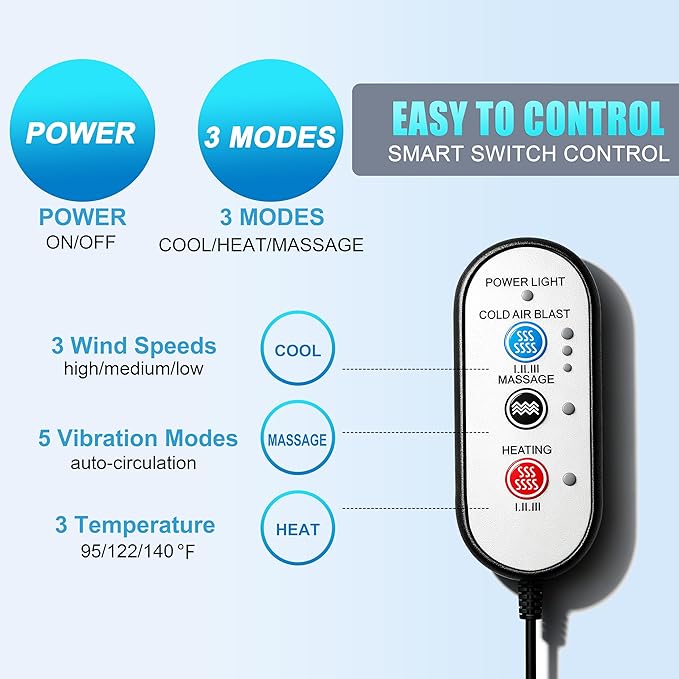 2025 Upgraded 3-in-1 Hot and Cooling Seat Cover for Car Front Seat, 12V Ventilated Cooling Car Seat Cover with Massage, Winter and Summer Cooling Seat Cushion for Car SUV Truck Universal Fit (Black-3)