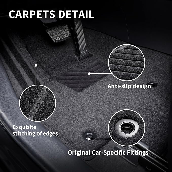 EKR Custom Carpet Floor Mats for Toyota Corolla 2020-2024 2025(Not for Hybrid), 0.5 Inch Thickness Rugs,Premium All Weather Anti-Slip Waterproof Floor Liners mat (Black Quick-Dry Blanket)