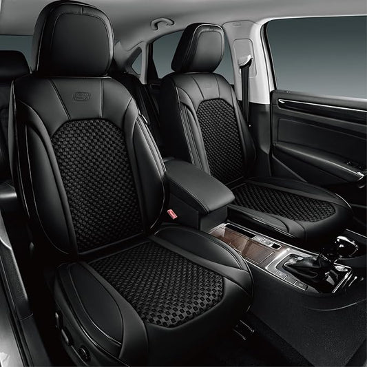 Skechers MAX Cushioning Car Seat Covers,Memory Foam Leather Seat Covers, Air Cooled Car Seat Cover Front Seats,Car Seat Cushion Airbag Universal Fit for Most Cars,Vans,Trucks,SUV,Black