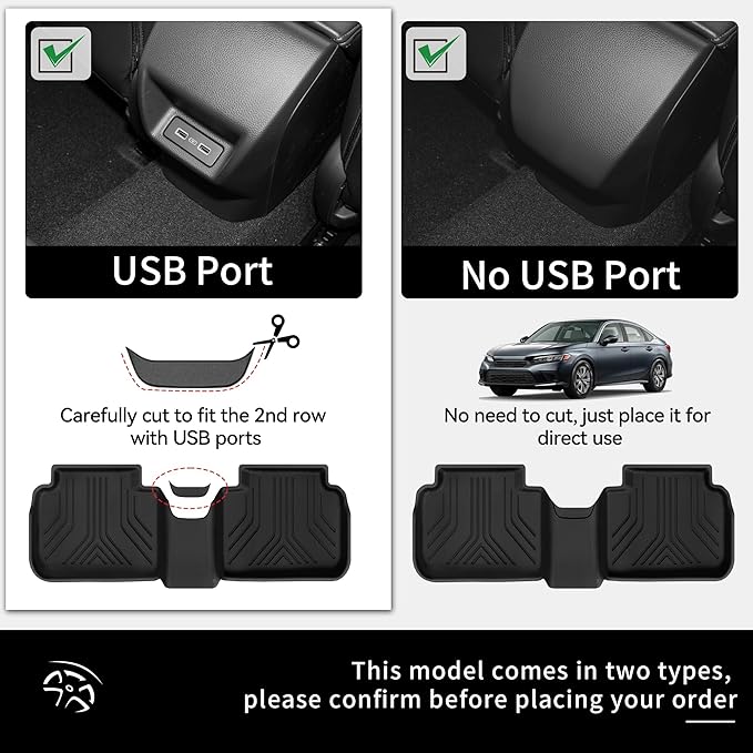 YITAMOTOR Floor Mats Compatible with 2022-2026 Honda Civic / 2023-2025 Acura Integra All Weather Car Liners 1st & 2nd Row Set (Not for Coupe Models), XPE Floor Liners Automotive Accessories, Black