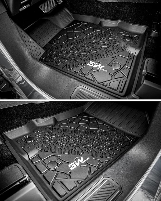 3W Floor Mats & Cargo Liner Fit for 2021 2022 2023 2024 2025 Ford Bronco 2 Door All Weather TPE Car Accessories Custom Fit Floor Liner and Full Set Car Mats (Not for Bronco Sport & Rubberized Floor)