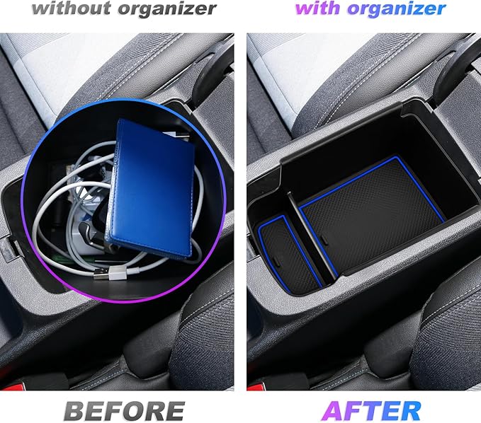 SXCY Fit for 2024 2025 Chevy Trax Center Console Organizer Tray 2024 2025 Chevy Trax Accessories(LS LT 1RS 2RS ACTIV) Armrest Storage Box Console Tray for 2024 2025 Trax Console Organizer Blue Mats