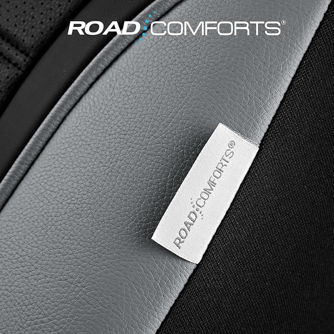 Road Comforts Leather Seat Covers, Breathable Car Seat Covers Front Seat for Men,Airbag Compatible, Automotive Seat Covers Set Universal Fit Most Cars,Vans,Truck,SUV
