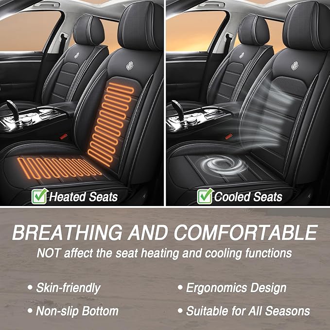 Seat Covers Custom Fit for Acura MDX 2001-2025, 7 Seat, Compatible Airbag Non-Slip Waterproof Leather Seat Cover, Luxury Interior Car Seat Covers Full Set, Black