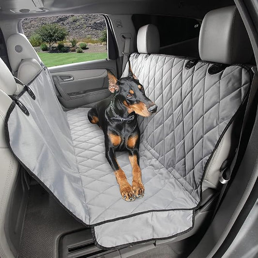 4Knines Dog Backseat Cover with Hammock for Cars, SUVs, and Trucks – Waterproof Layers, Nonslip Seat Protector, Durable Nylon Clips, K9 Shield with Heavy Duty Thread, (Extra Large, Grey)