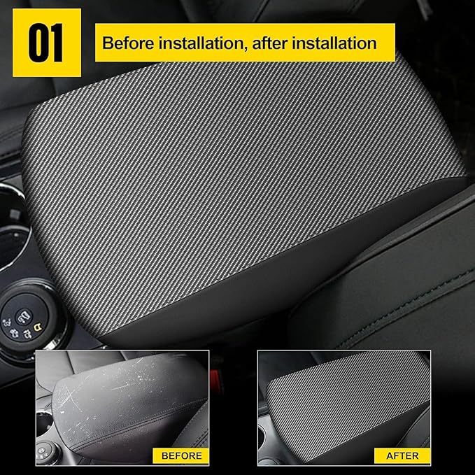 AOMSAZTO Armrest Covers for 2011-2019 Ford Explorer Carbon Fiber Carbon Fiber