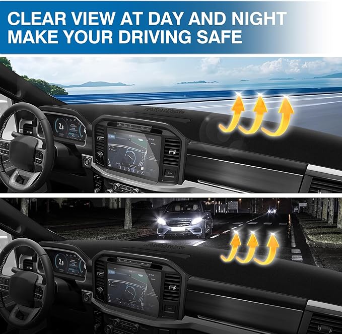 KUST Car Dash Cover for Ford F-150/F150 2021-2026 (Only fits for 12-inch Touch Screen Dashboard) Polyester Dashboard Cover Non-Slip Interior Accessories for F150 Custom Fit Dash Mat Black