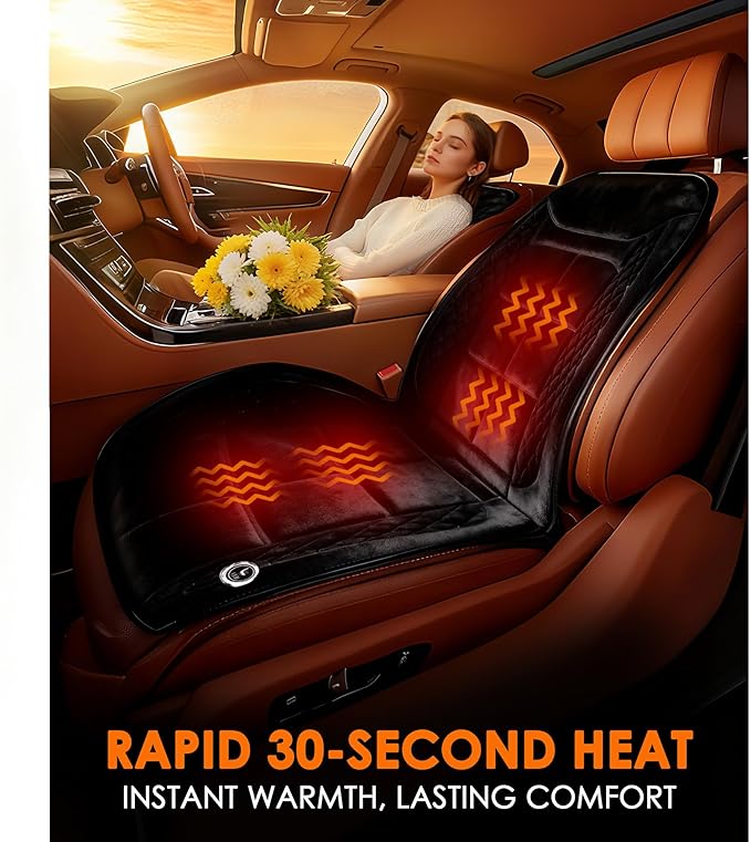 Ultra Soft Velvet Plush Car Seat Cover - Comfortable Driving in Winter, Front Seat Cushion with Non-Slip Back, Universal Fit for All Vehicles Trucks SUVs Vans Campers RVs School Bus (Black 1PCS)