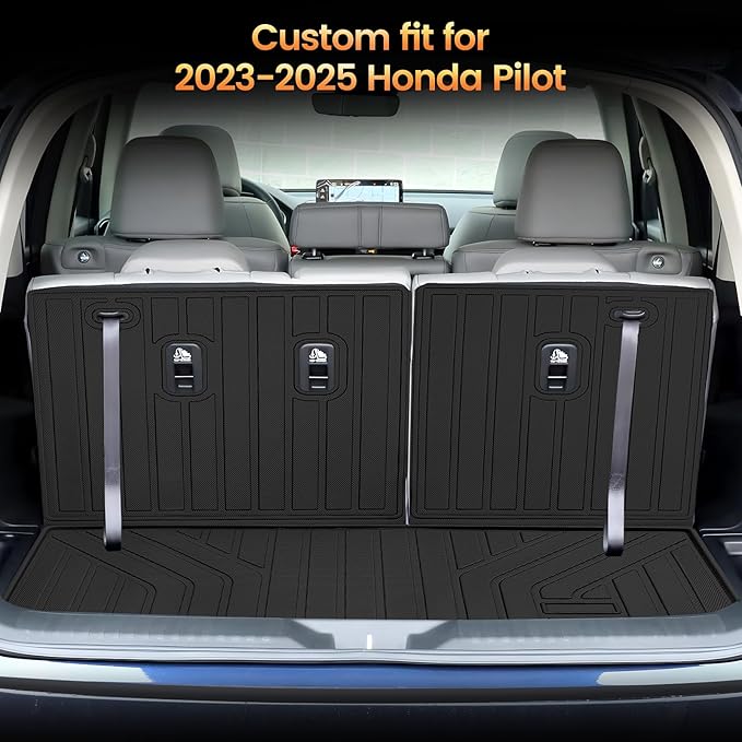 Sze Cargo Mat with Backrest Mats for Honda Pilot 2023 2024 2025 Trunk Mat TPE Seats Back Mat All Weather Cargo Liner for Honda Pilot Accessories (Cargo Mat+Backrest Mat)