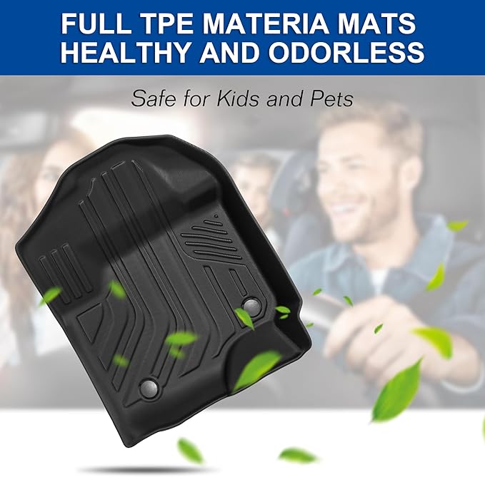 WEIZE Floor Mats Compatible with F250/F350, All Weather Floor Liners for 2017-2024 2025 Ford F-250/F-350 SuperCrew Cab Rear with Under Seat Fold Flat Storage,Set of 3