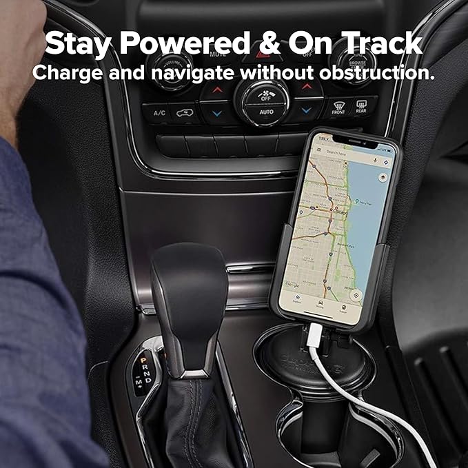 WeatherTech CupFone, Universal Cup Holder Phone Mount for Cars – Adjustable & Secure Fit with Open Access for Charging – Compatible with iPhone, Android - Plastic Knobs, Black