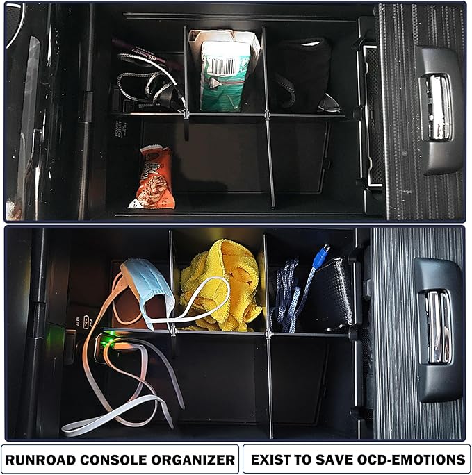 RUNROAD Center Console Organizer Compatible with Honda Pilot (2016-2022)/ Ridgeline (2017-2023)/ Passport (2019-2023) Accessories, Insert Armrest Dividers ABS Secondary Console Storage Box
