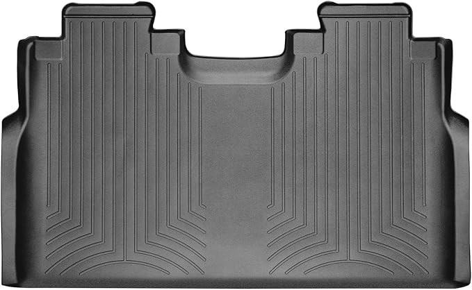 WeatherTech Custom Fit FloorLiners for Ford F-150 (Crew Cab, Bucket seats) F150 Lightning, Raptor w/o Fold Flat Storage - 1st & 2nd Row (44697-1-2), Black