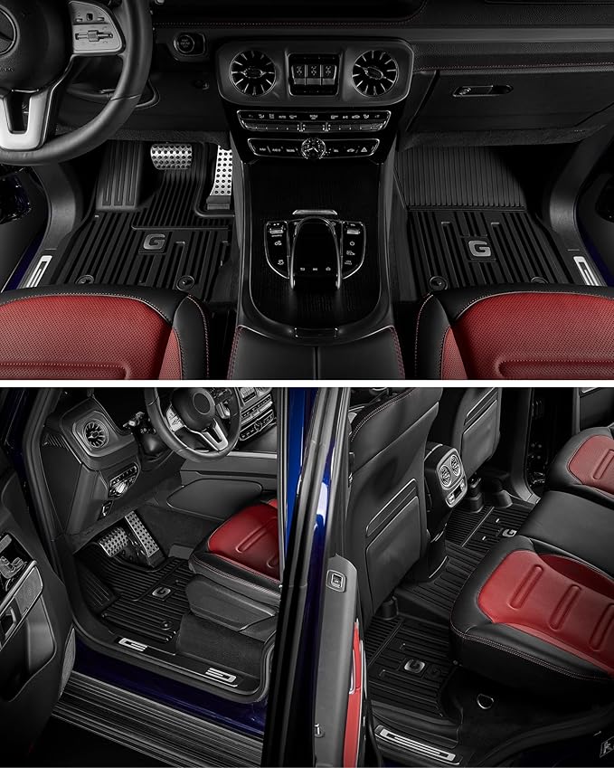 3W Floor Mats Fit for 2019-2025 Mercedes-Benz G Class/G500/G550/AMG G63 SUV TPE All Weather Custom Fit Floor Liner for Benz G Class 1st & 2nd Row Car Mats, Black