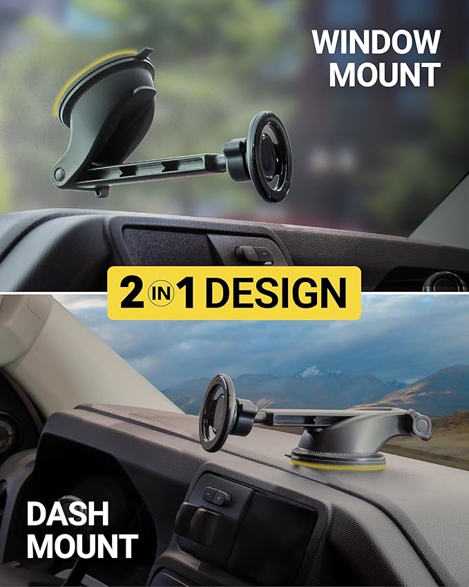 Scosche MagicMount SMSWDEX MagSafe Car Mount, Magnetic Phone Holder for Car Windshield/Dashboard, Suction Cup Phone Mount Compatible with iPhone 16 15 14 13 12 Pro Max Plus Mini Mag Safe Accessories