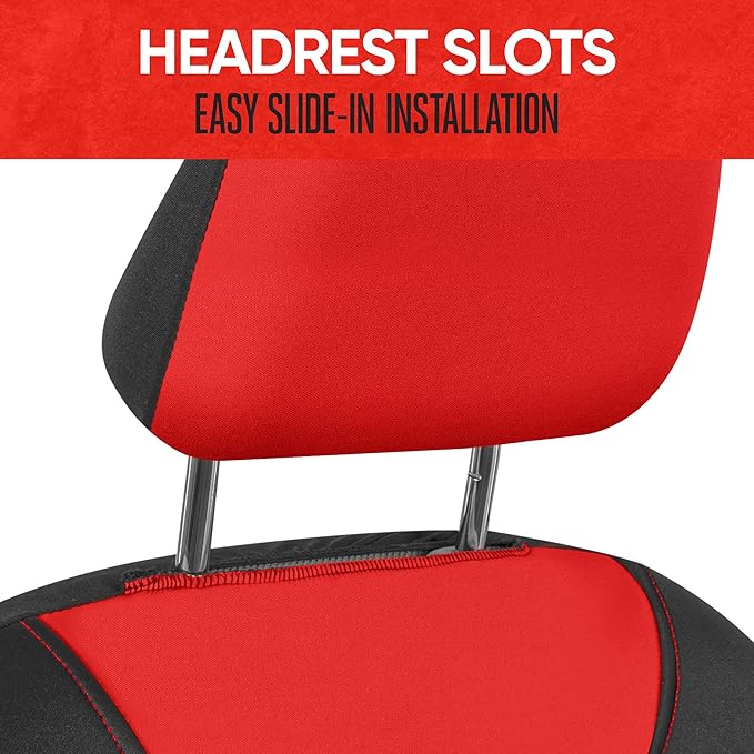 Motor Trend AquaShield Waterproof Front Seat Covers, Red Seat Covers for Cars – Neoprene Front Car Seats Cover, SUV Seat Covers Protector - Car Interior Cover for Auto, Trucks, & Dog Owners