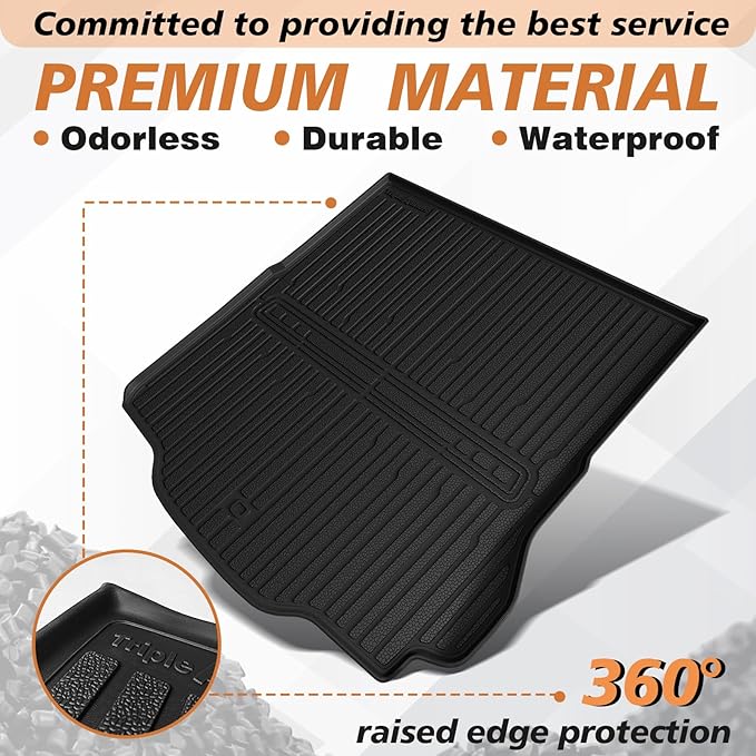 TripleAliners All-Weather Mats Compatible with 2025 2024 Dodge Charger EV Accessories Floor Liners Trunk Cover Custom Fit TPE Heavy-Duty Liners (Trunk Mat)