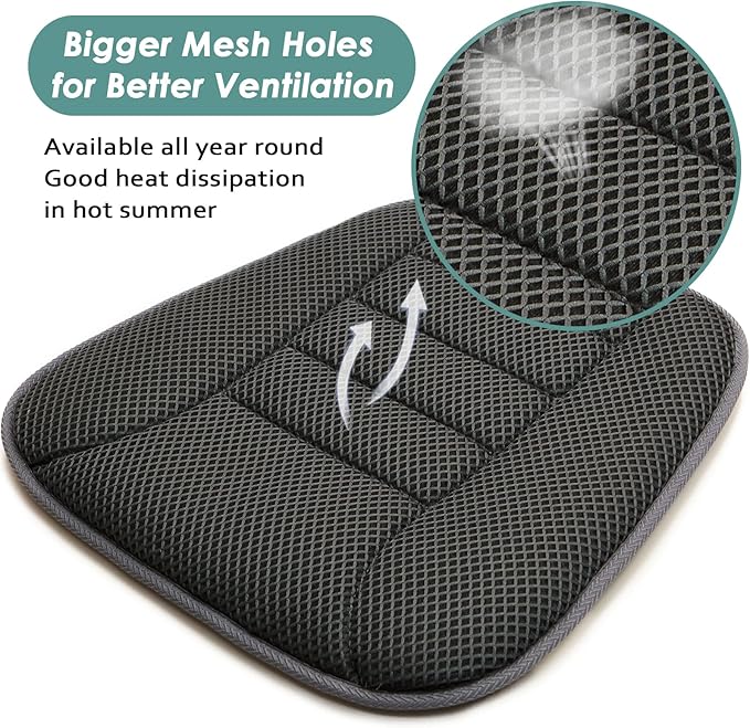 AEROiVi Car Seat Cushion for Driving, Breathable 3D Air Mesh, Non-Slip Bottom, Comfort Car Seat Protector, Car Seat Pad Also Works with Truck and Office Chair Home
