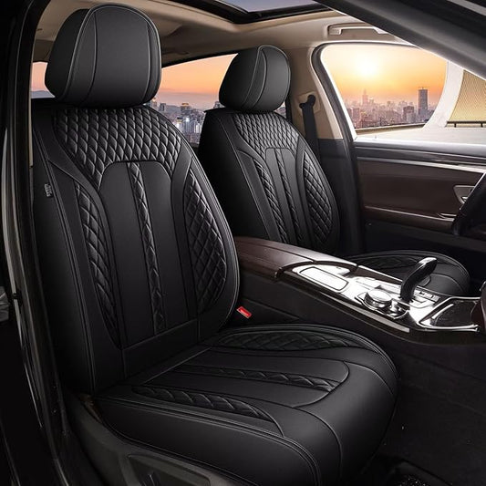 AOMSAZTO Car Seat Cover Fit for Chevrolet Equinox 2007-2025 2026 Leather Vehicle Cushions Cover Seat Protector Automotive Full Set 5 Seat Covers Waterproof Compatible Airbag Black