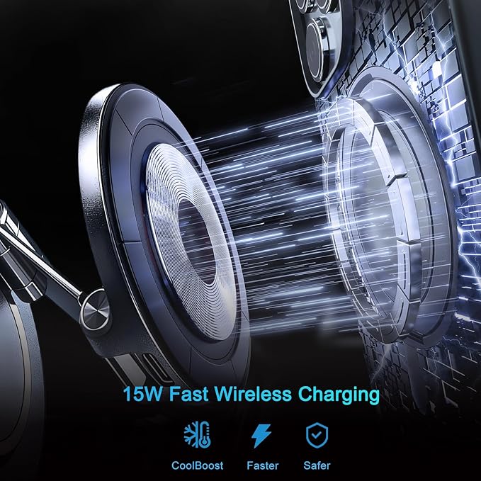 15W Fast for Magsafe Car Mount Charger, 360 Rotation Vacuum Magnetic Phone Holder for Your Car/Gym/Mirror, Nano Gel Suction Cup Phone Mount for Magsafe iPhone 17 16 15 Pro Max Air