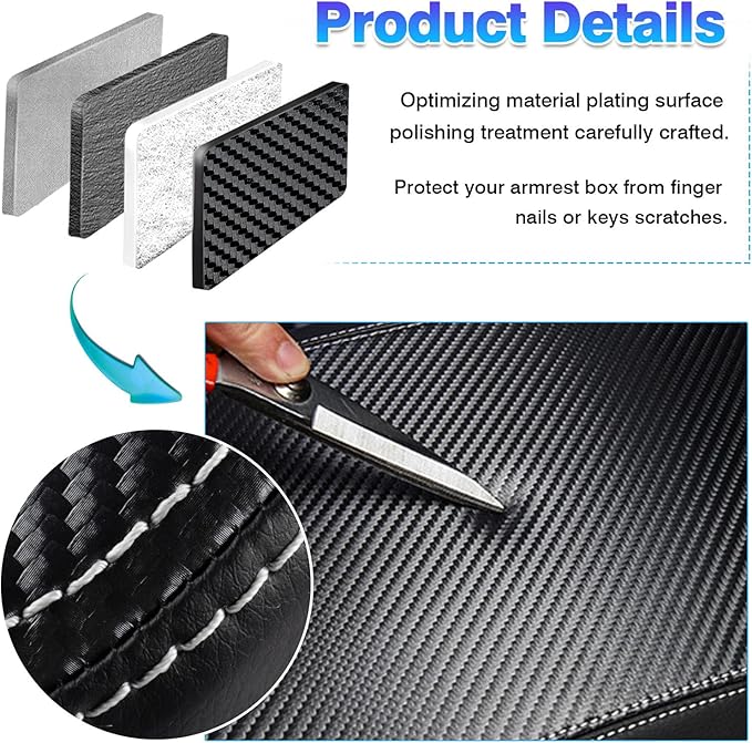 Autorder Center Console Cover for Chevy/Chevrolet Trailblazer 2021-2025 2026 Accessories Carbon Fiber Armrest Cover Anti-Scratch Middle Console Pad Leather Armrest Protector