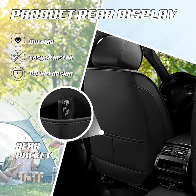 Car Seat Covers Fit for Toyota Camry 2000-2025, Stylish Sport Seat Covers, Waterproof Wear-Resistant Premium Nappa Leather Car Seat Cover.(Full Set/Black White)