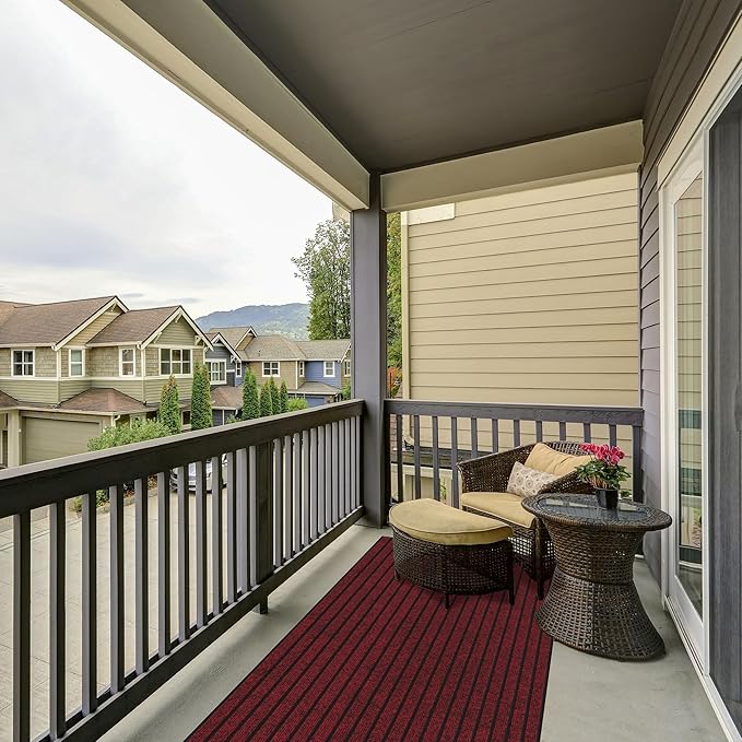 Ottomanson 2'7" x 7' Hallway Runner with Scraper Pile Extra Durable Non-Slip Rug Mat for Indoor & Outdoor Use - Ideal for Kitchen, Entryway, Patio & Garage - High-Traffic Carpet, Red