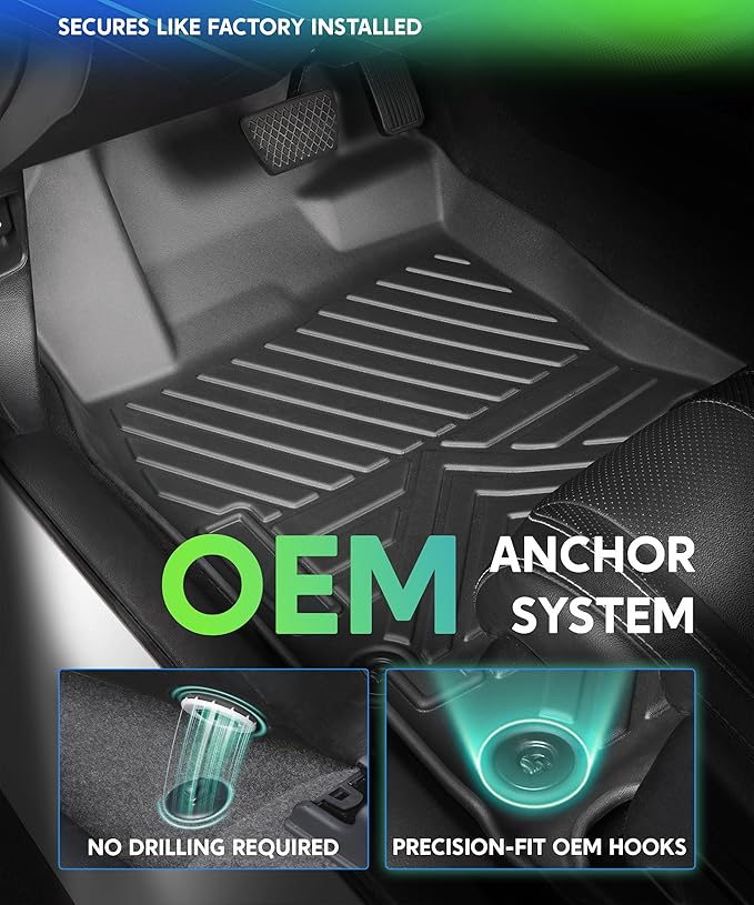 TPE All Weather Floor Mats for Honda Civic Sedan 2022-2025(w/o USB Port) | Custom Fit Heavy Duty Truck Floor Liners | Front & Rear Row Protection | Durable, Odorless, Easy to Clean (3-Pcs Set, Black)